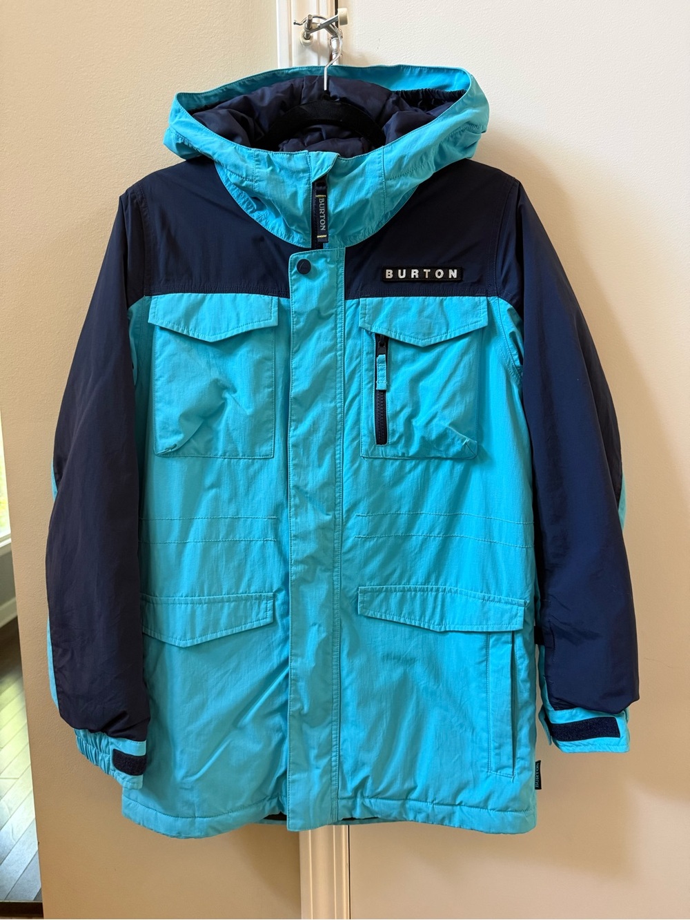 Burton Kids Turquoise and Navy Hooded Puffer Jacket